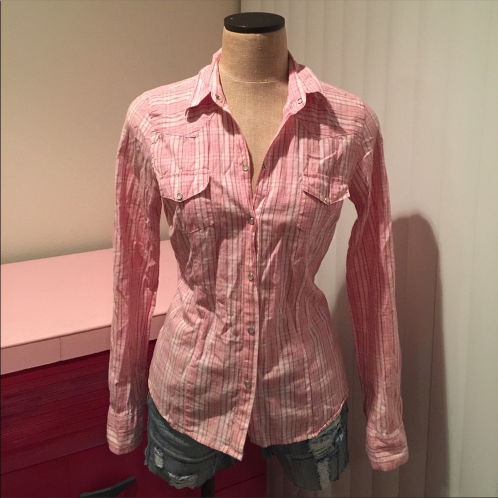 Pink plaid button down - Picture 8 of 8
